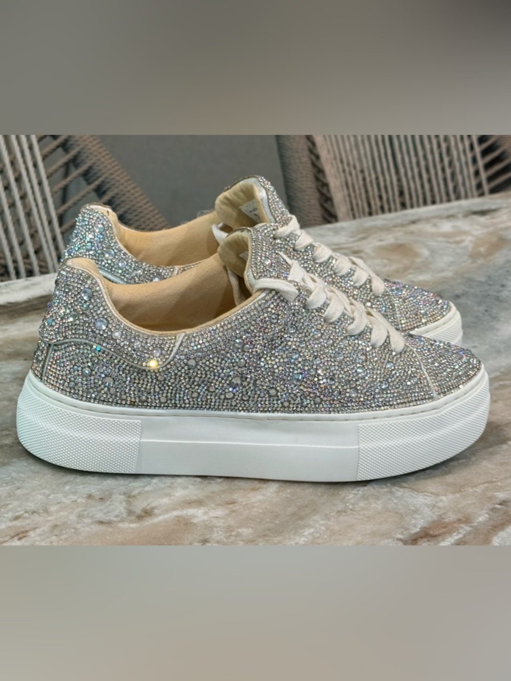 Women’s BETSEY JOHNSON Sidny rhinestone platform sneakers- Size 6. - Picture 6 of 10